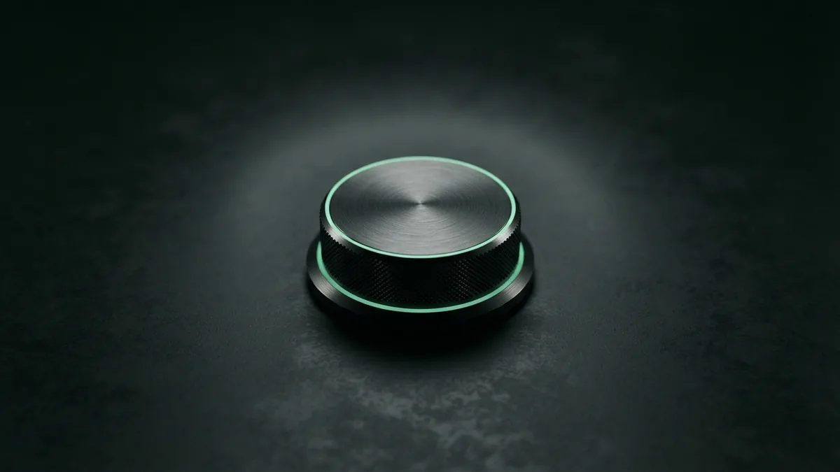 A deliberate stop to recurring billing Unmarked dark metal dial on a matte surface with a subtle emerald rim