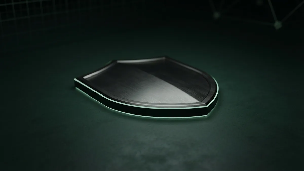 Dark metal shield form representing safer credit card payment practices