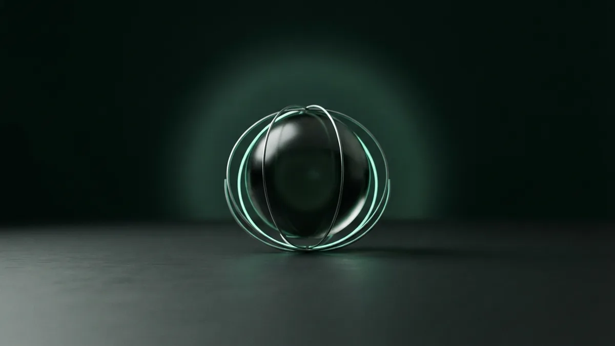 Payment security features Dark glass security sphere surrounded by subtle mint protective arcs