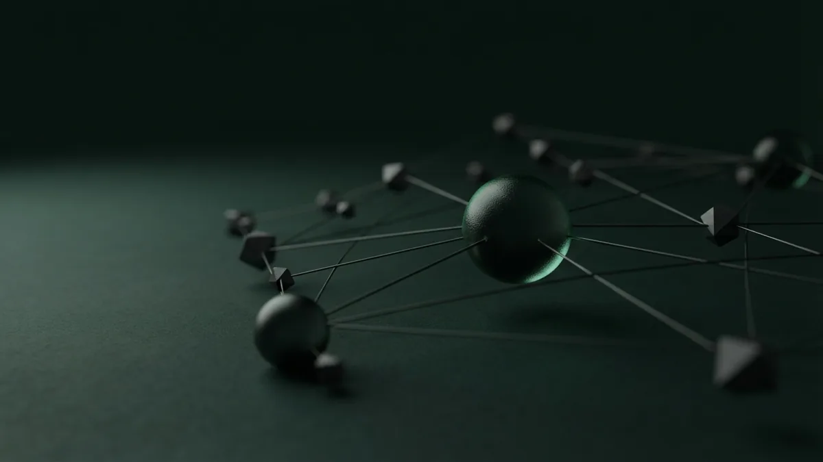 Connected payment network nodes Dark network nodes connected by fine lines to represent card and bank payment routes