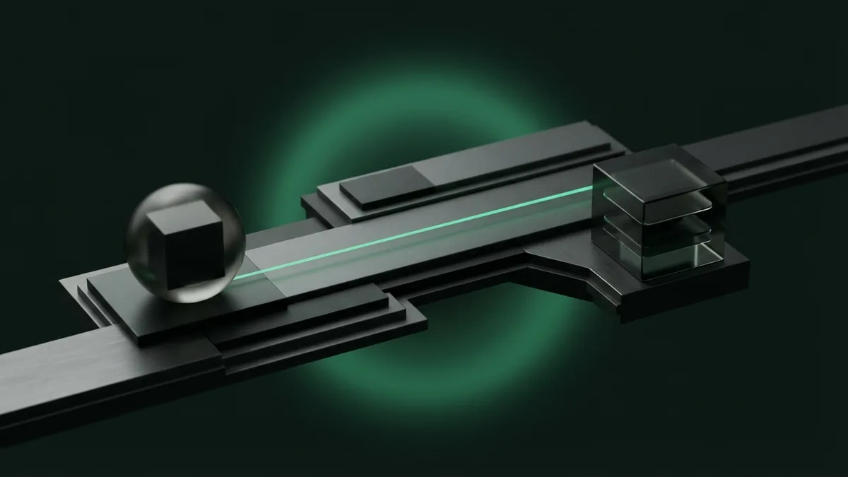 Abstract dark layers and a green route showing the flow of payment processing