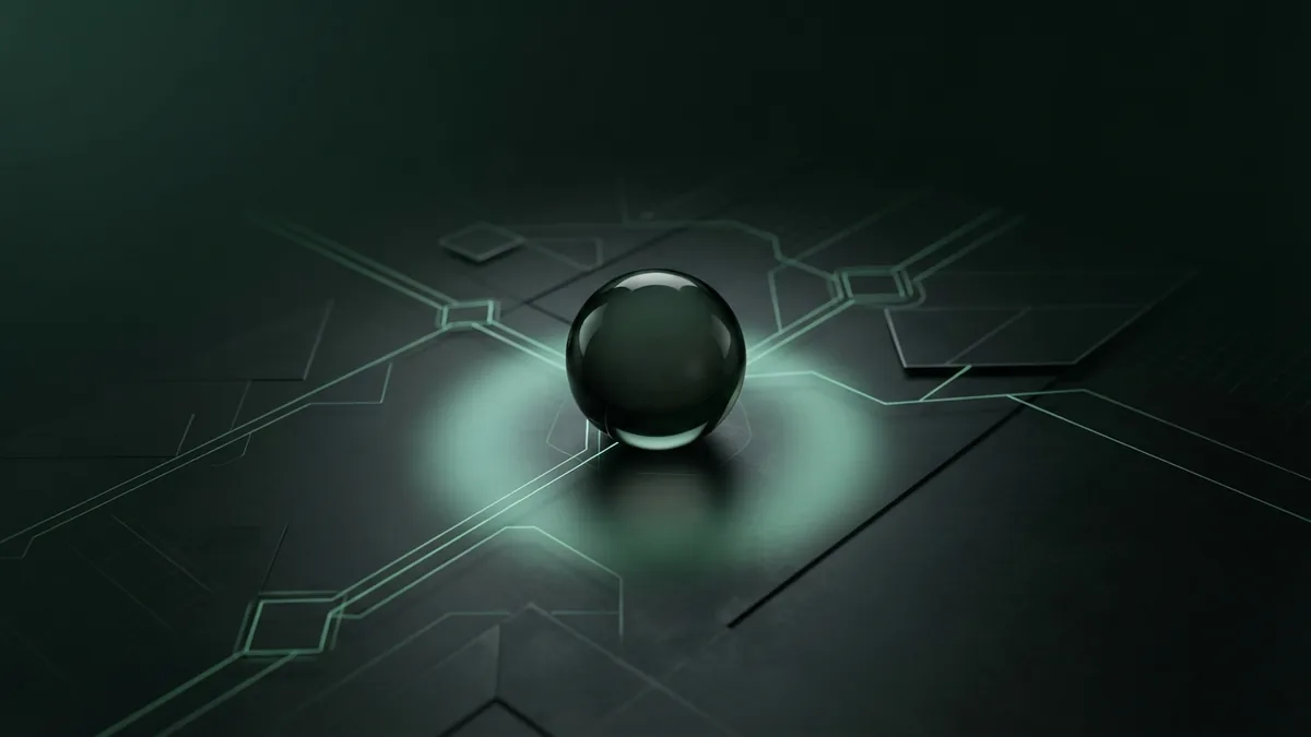 Dark glass payment network with emerald paths illustrating lower processing costs
